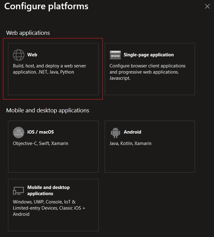 Microsoft Platform configurations